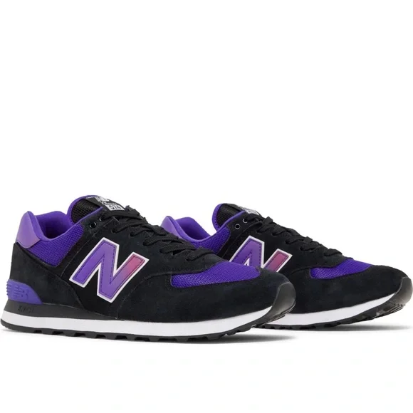 New Balance 574 Black with Deep Violet